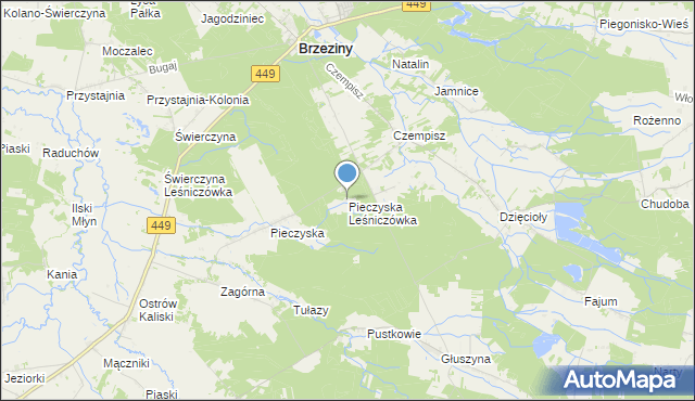 mapa Pieczyska Leśniczówka, Pieczyska Leśniczówka na mapie Targeo